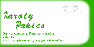 karoly papics business card