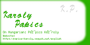 karoly papics business card